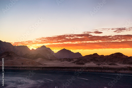 Sunrise desert road