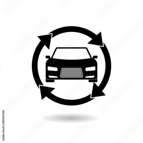 Black car sharing icon with shadow