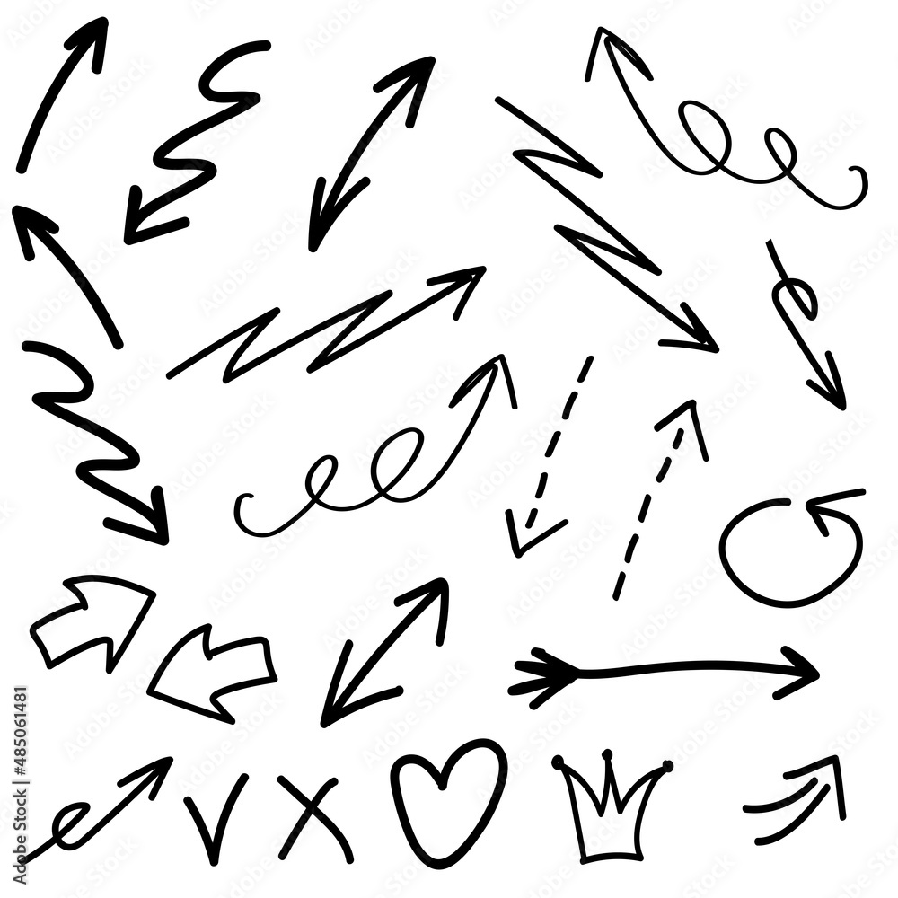 set doodle clip art arrows pointer heart set doodle clip art arrows pointer heart