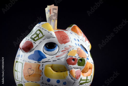 Photo of a piggy bank as a symbol of luck, save bank, security,.Earn money.