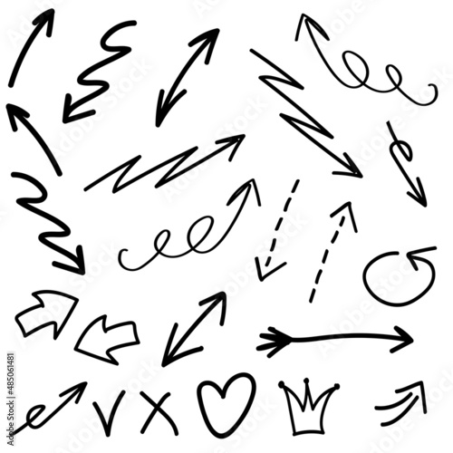 set doodle clip art arrows pointer heart