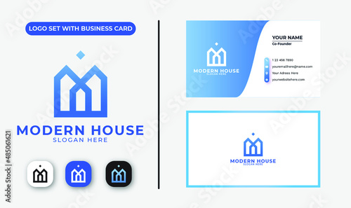 Modern house logo with business card