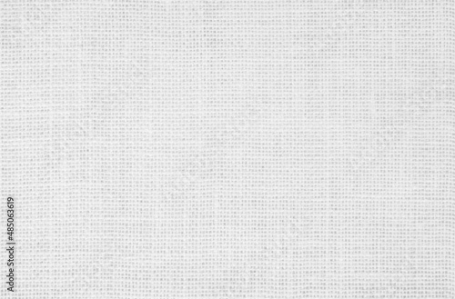 White fabric jute hessian sackcloth canvas woven gauze texture pattern. Natural linen, cotton cloth ackground empty for decoration.