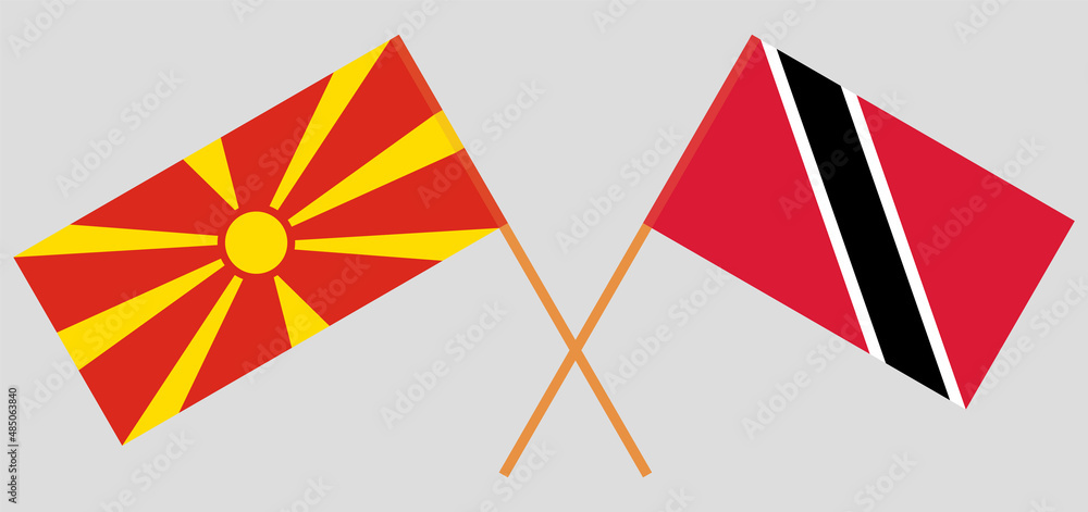 Crossed flags of North Macedonia and Trinidad and Tobago. Official colors. Correct proportion Crossed flags of North Macedonia and Trinidad and Tobago. Official colors. Correct proportion
