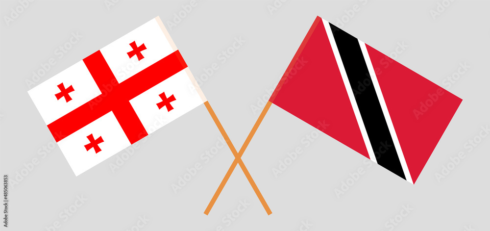 Crossed flags of Georgia and Trinidad and Tobago. Official colors. Correct proportion Crossed flags of Georgia and Trinidad and Tobago. Official colors. Correct proportion