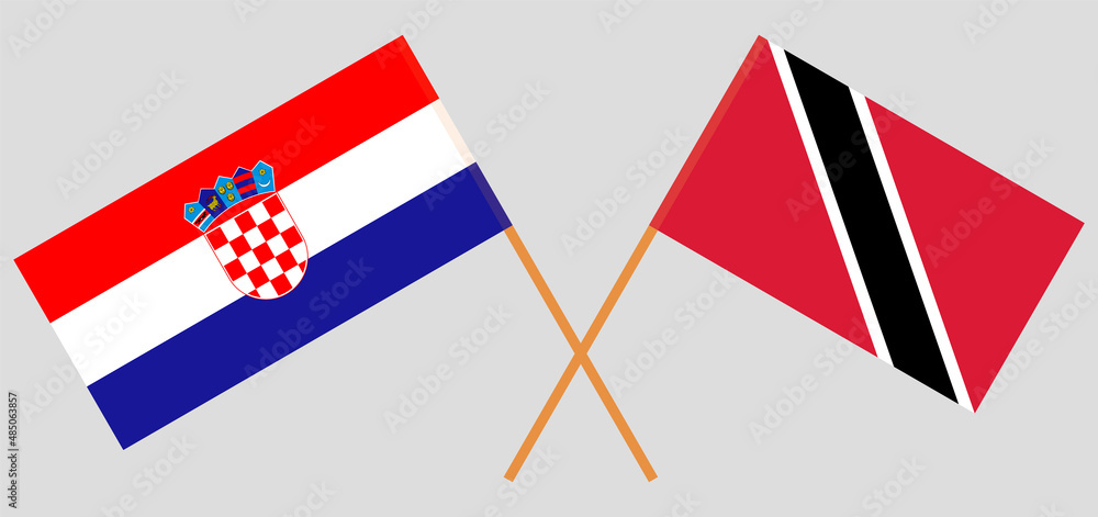 Obraz premium Crossed flags of Croatia and Trinidad and Tobago. Official colors. Correct proportion
