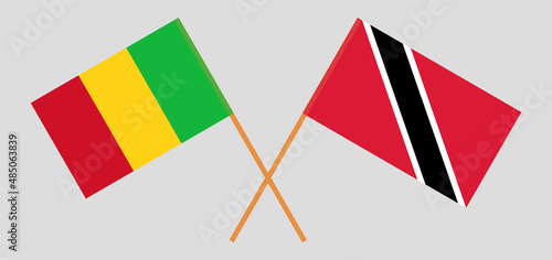 Crossed flags of Mali and Trinidad and Tobago. Official colors. Correct proportion