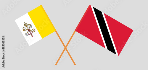 Crossed flags of Vatican and Trinidad and Tobago. Official colors. Correct proportion