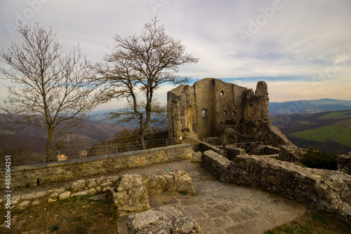 paths matildici castle of canossa and rossena medieval ruins matilda di canossa reggio emilia photo