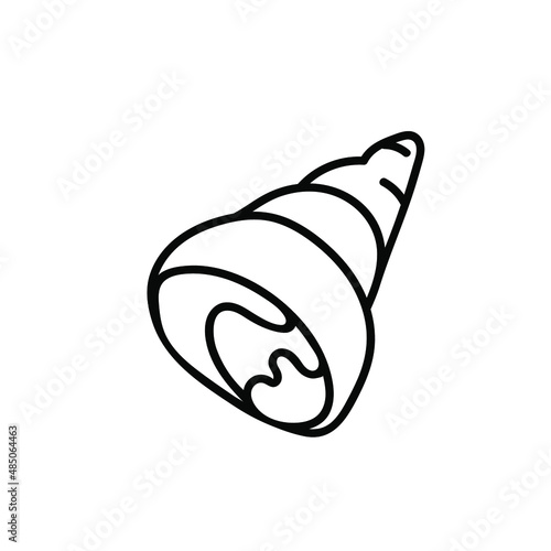 Vector simple illustration with Shell on white isolated background.Ocean,Summer underwater animal hand drawn in doodle style.Design for postcards,stickers,packages,social media,web,coloring.