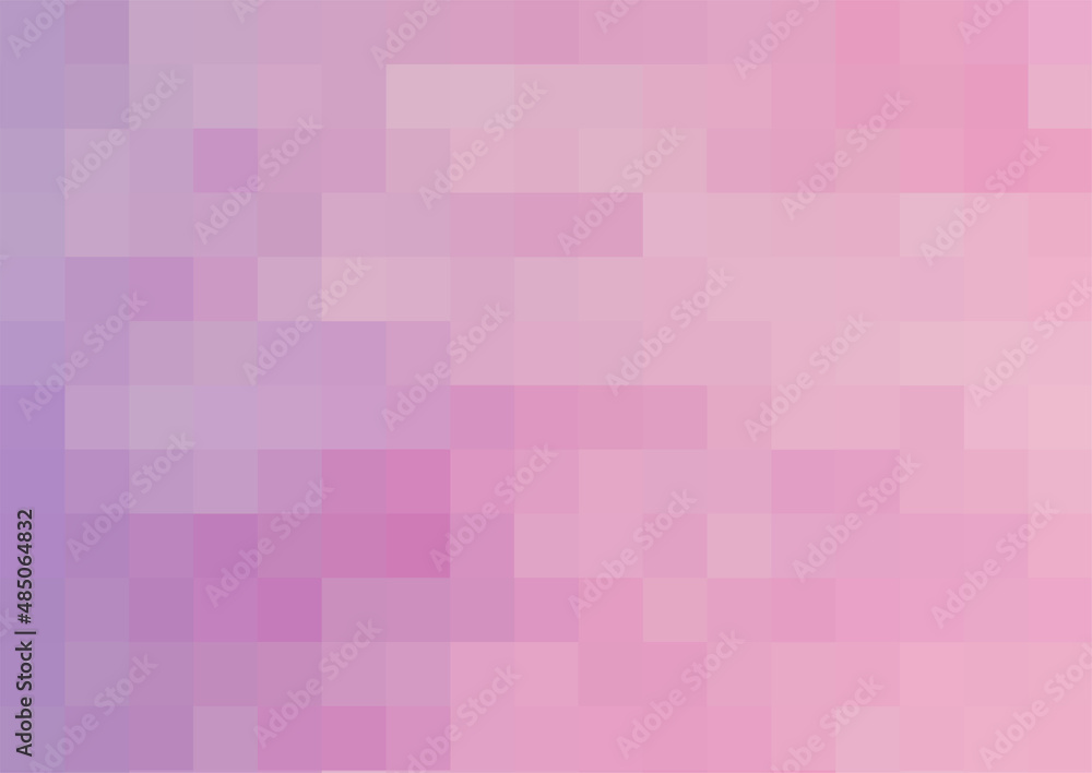 Lilac-pink background. Texture from light and dark pink squares. Abstract art pattern of square pixels. A backing of mosaic pink squares, space for your design or text. Vector illustration