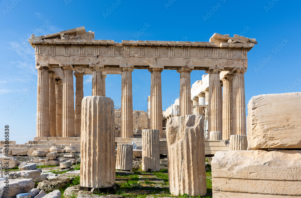 Ancient temple of the Acropolis Parthenon in Athens, antique ...