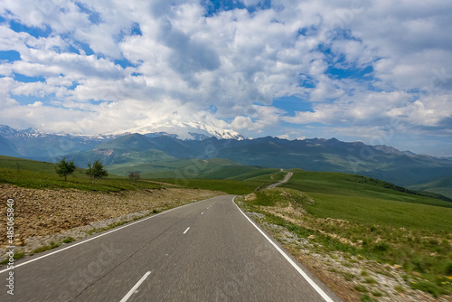 The high-mountain road to the tract of Jily-Su. Caucasus. Kabardino-Balkaria. Russia.