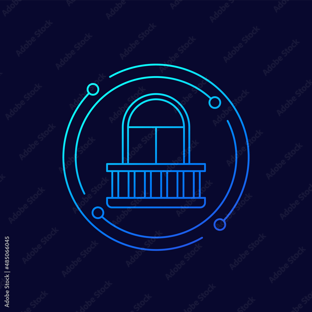 balcony icon on dark, linear vector balcony icon on dark, linear vector