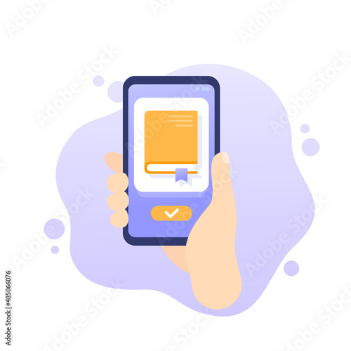 book reader app, phone in hand vector