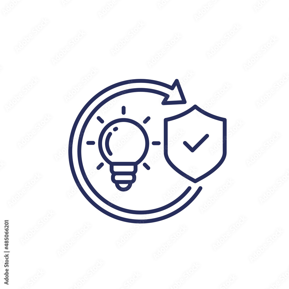 patent protection, protect ideas line icon patent protection, protect ideas line icon