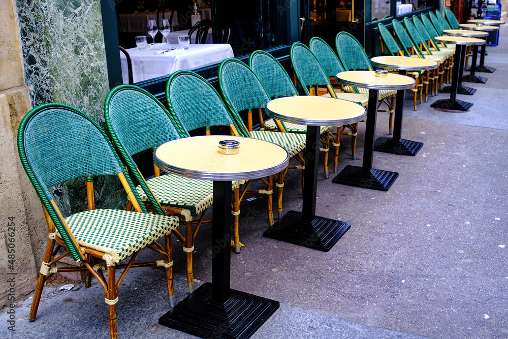 French restaurant - chairs in the row French restaurant - chairs in the row