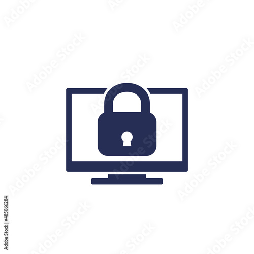 TV and lock icon on white