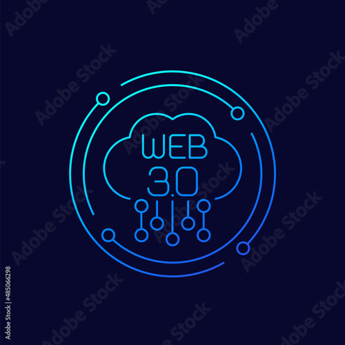 Web 3.0 line icon with a cloud