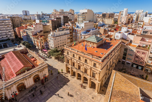 High angle view of Castellón de la Plana city hall and other main buildings photo