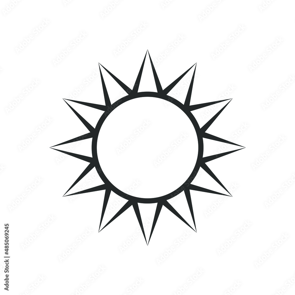Sun graphic icon. Sun sign isolated on white background. Symbol of summer. Vector illustration