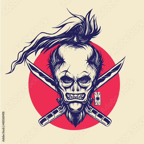 vector caracter skull samurai