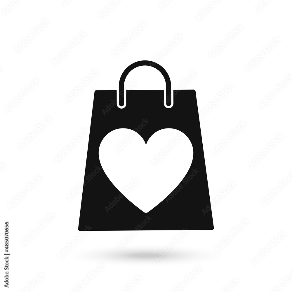 Shopping bag with heart line icon Shopping bag with heart line icon