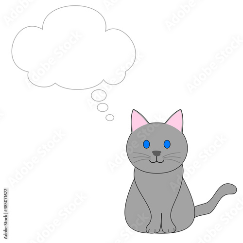 A gray stray cat with a thought bubble
