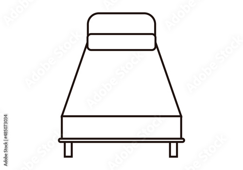 Icono negro de la cama en fondo blanco. 