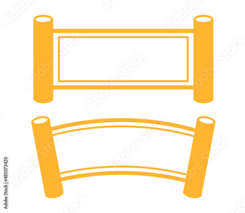 Set of creative concept design of Chinese style scroll. Minimalist trendy for branding, cover, card, banner. For celebration and season decoration. Cartoon style. Flat design.