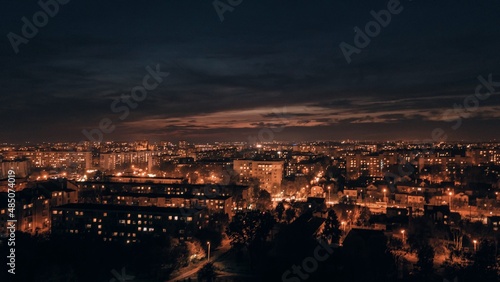 White sky in night above the city. Lviv, Ukraine