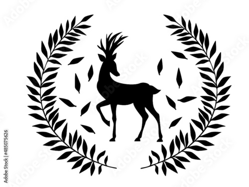  Black silhouette of a deer