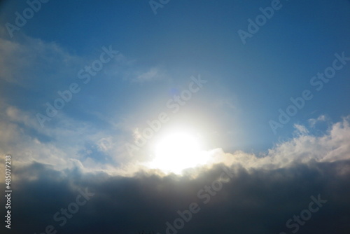 暗い雲から光を照らす太陽の風景3