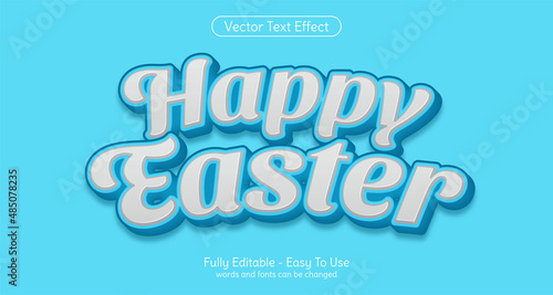 Three dimension text Happy Easter, editable style effect template