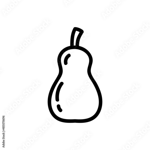 Pear flat outlined icon. Vector fruit logo isolated on white background. Vegan food symbol, media glyph for web