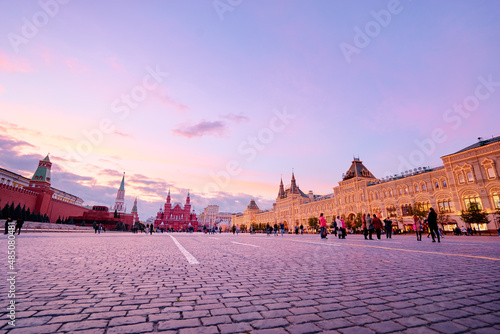 Tourism and architecture. Kremlin and Red Square in Moscow, Russia