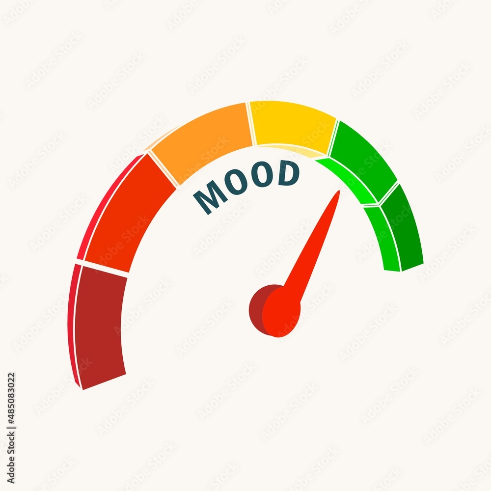 Mood measuring device with arrow and scale. Mood measuring device with arrow and scale.