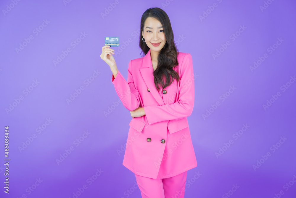 Portrait beautiful young asian woman smile with credit card Portrait beautiful young asian woman smile with credit card