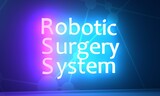 RSS - Robotic Surgery System acronym. Neon shine text. 3D Render