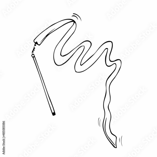 Vector doodle rhythmic gymnastics ribbon. gymnastics equipment