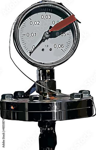 vector image of pipeline pressure gauge with arrow