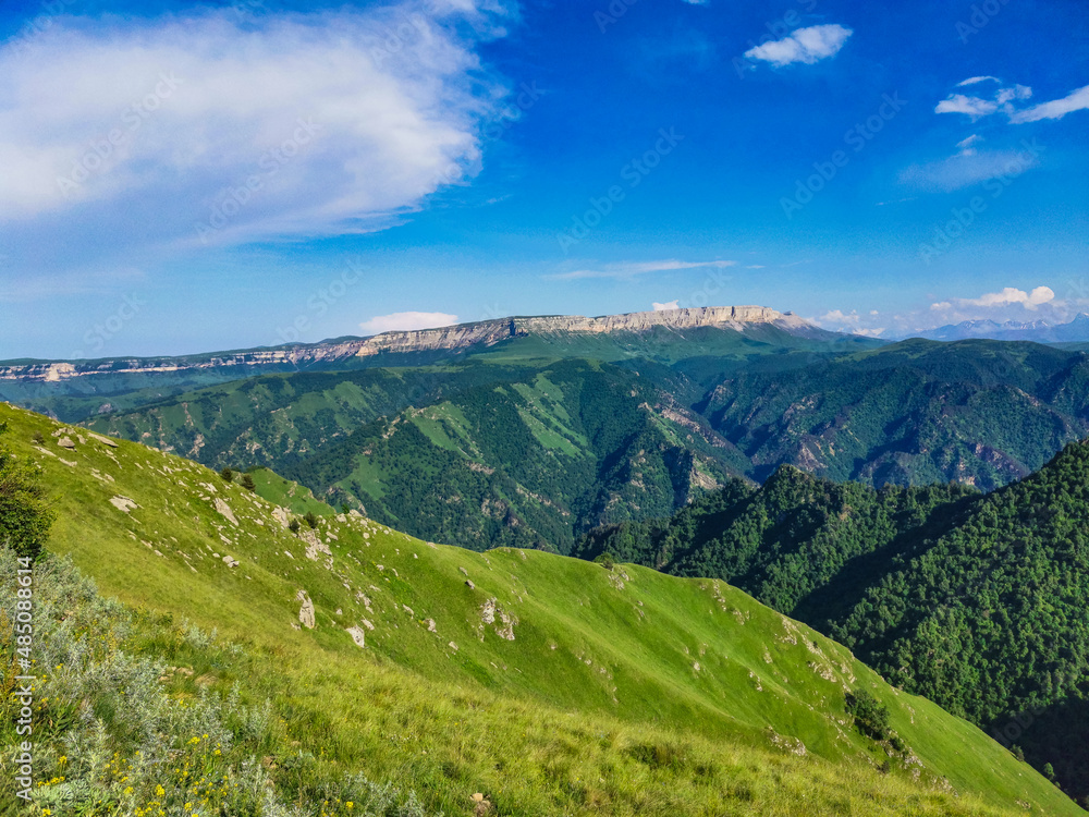 The high-mountain road to the tract of Jily-Su. Caucasus. Kabardino-Balkaria. Russia.