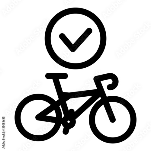 Check Bicycle Flat Icon Isolated On White Background