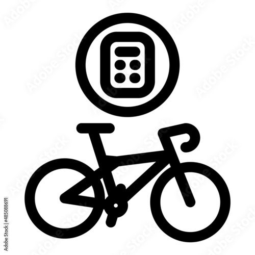 Calculate Bicycle Flat Icon Isolated On White Background