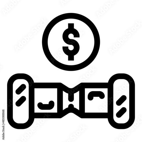 Hoverboard Price Flat Icon Isolated On White Background