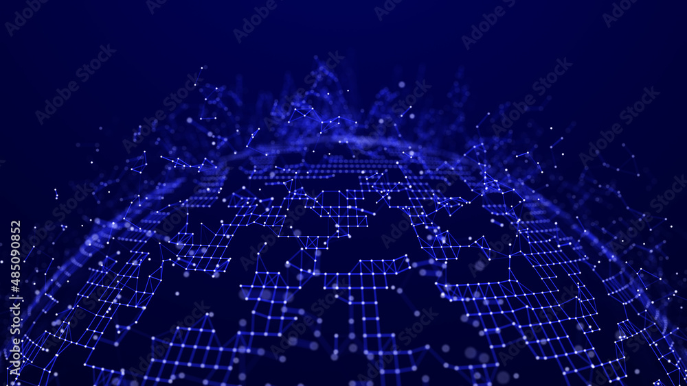 Obraz premium Abstract sphere. Network of dots and lines. Abstract digital background. 3d rendering