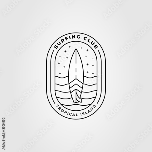 minimalist surf or surfing board logo vector illustration design