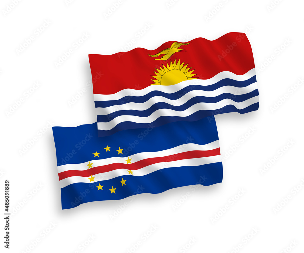 Flags of Republic of Cabo Verde and Republic of Kiribati on a white background