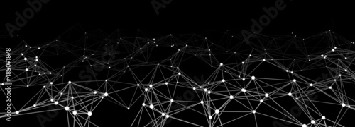 Abstract network of particles and lines. Technology connection. Digital background. 3d vector illustration