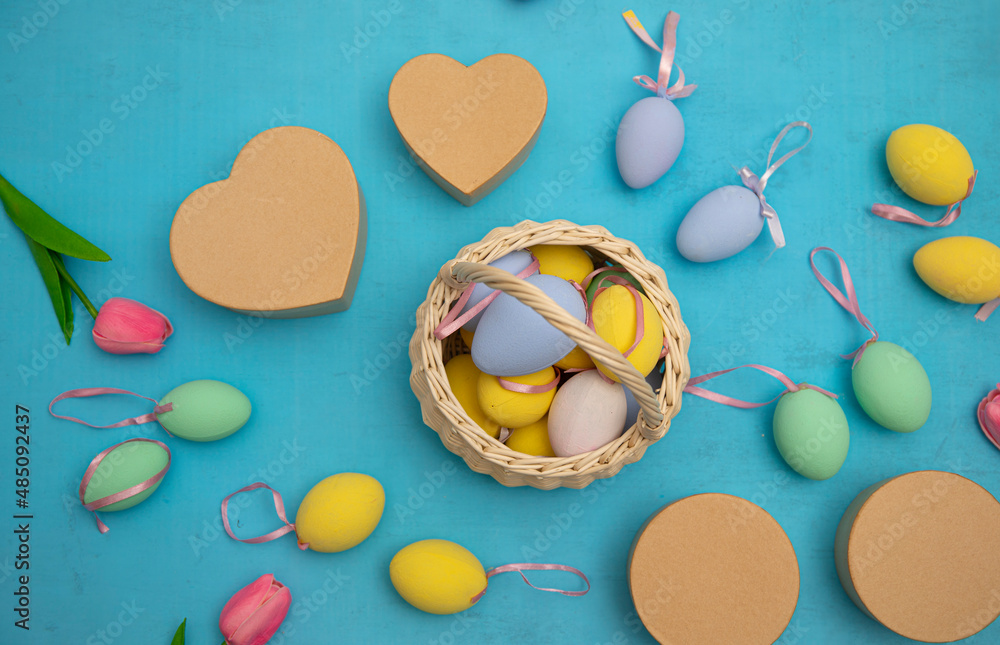 easter eggs in a basket easter eggs in a basket